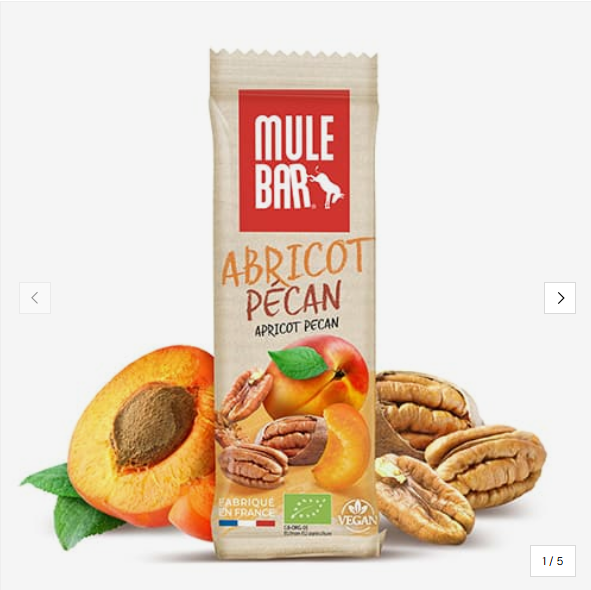 Barre énergétique bio et vegan Mulebar 40g / Abricot Pécan